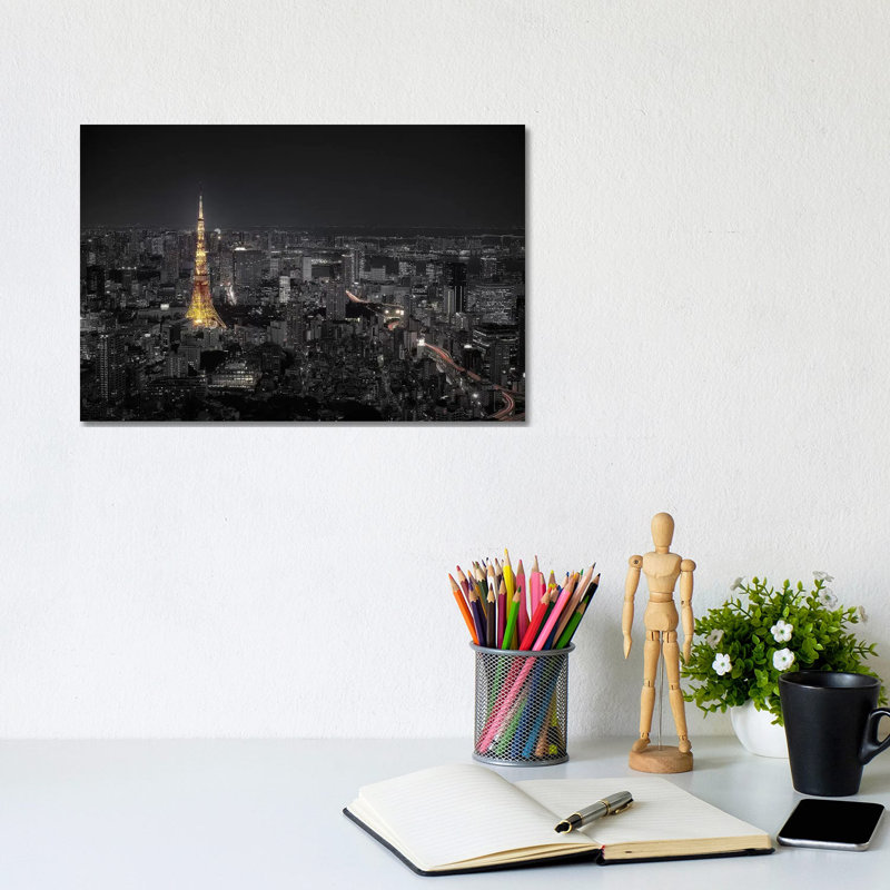 Tokyo At Night by Carlos Ramirez - Print on Canvas, Wrapped Canvas, 20.32cm H x 30.48cm W x 1.91cm D