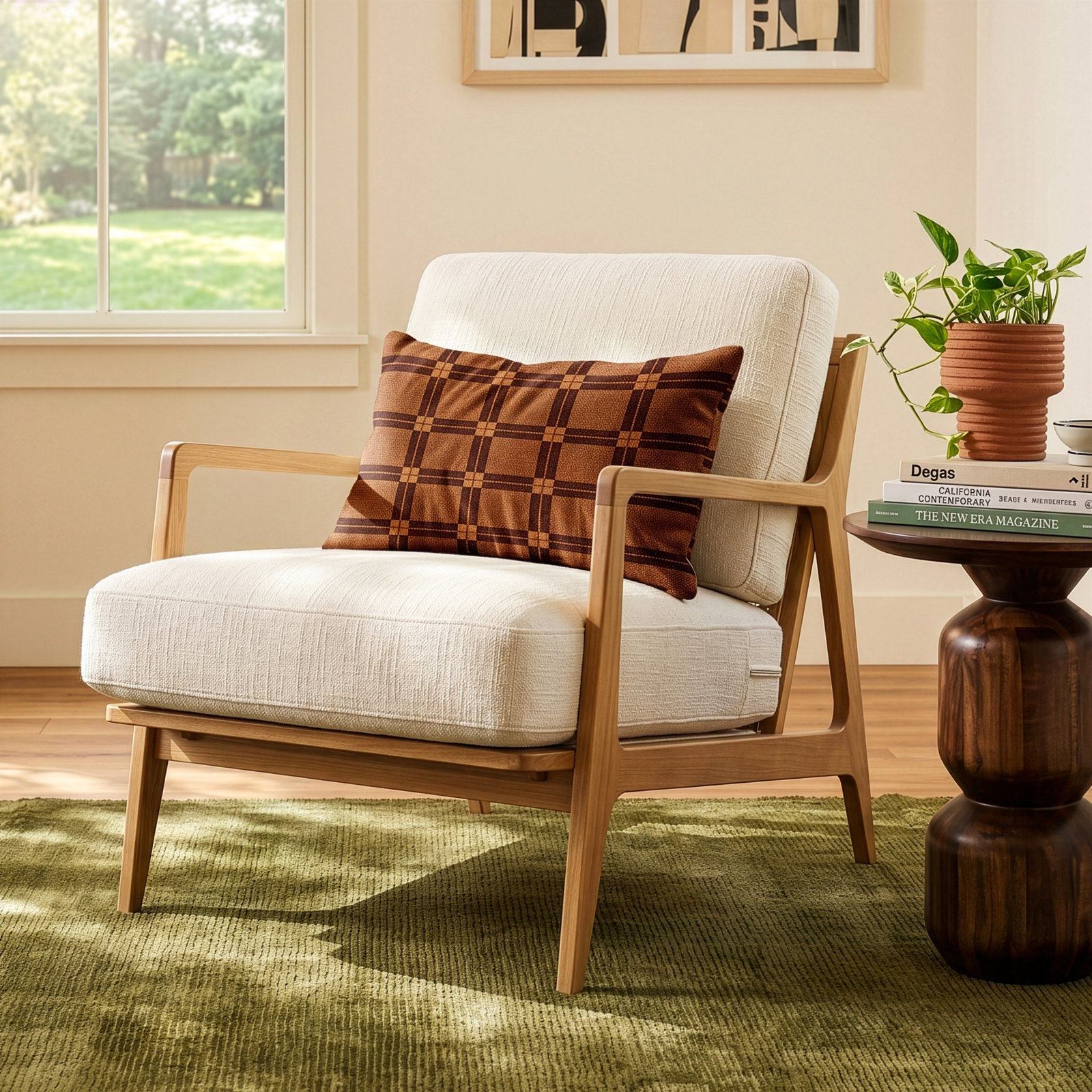 Carmelo Upholstered Armchair, Cream Linen Blend