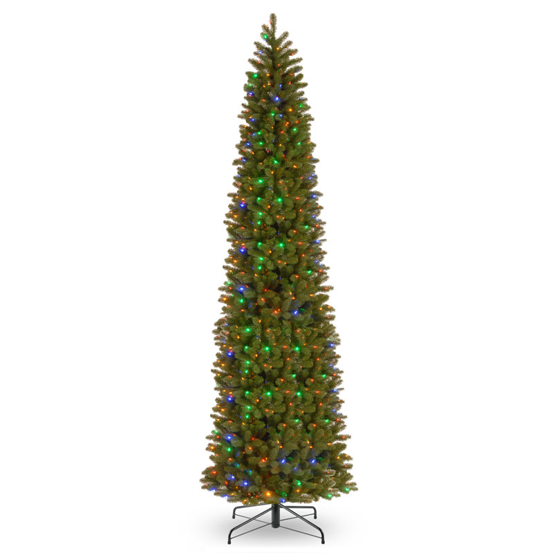 The Holiday Aisle® Downswept DouglasFir Pencil Slim Tree with Dual Color LED Lights, 12'