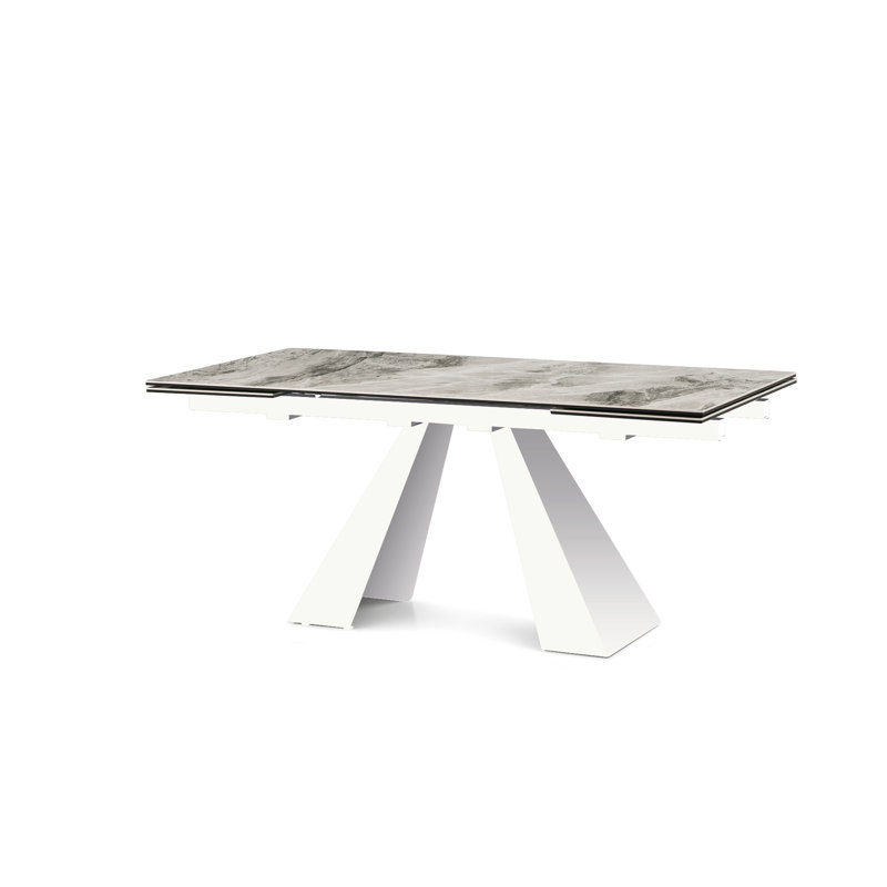 Desiderato Stone Dining Table, Arabescato Marble, White