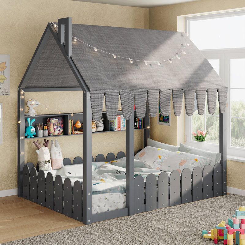 Lit sur pied Montessori House, Gris