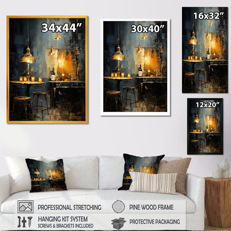 «Yellow Jazz Cafe Melody 3 - Music Jazz», art mural, Cadre photo noir simple, H 32 po x l 24 po x P 1 po