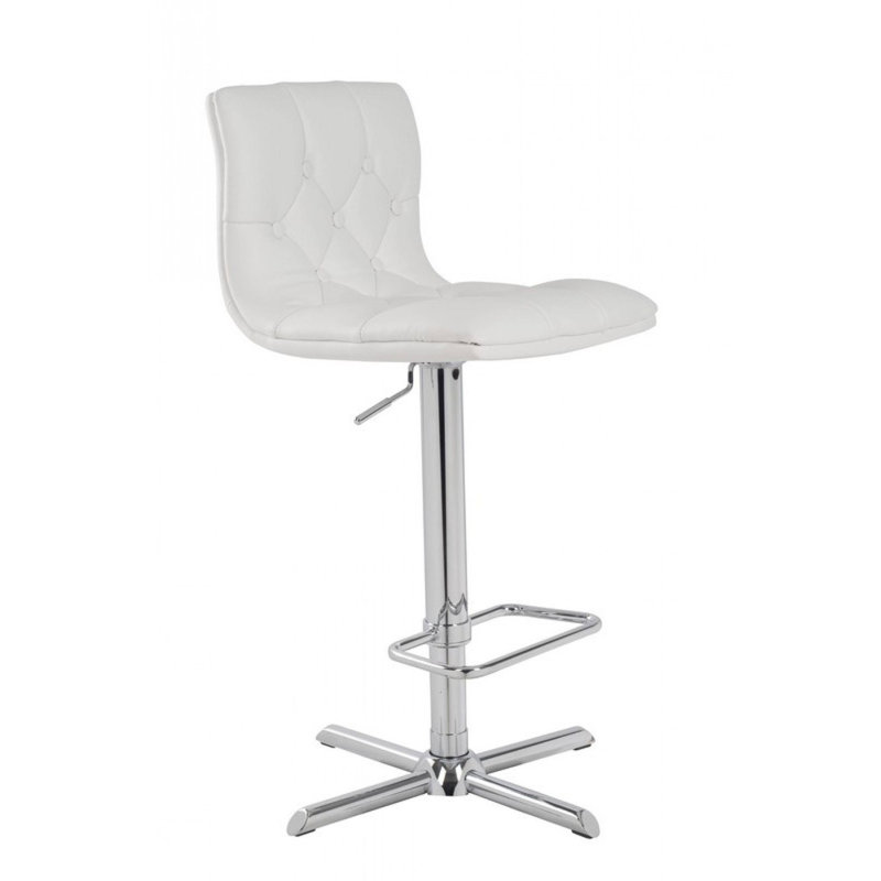 Tabouret de bar à hauteur ajustable Aionna, Blanc