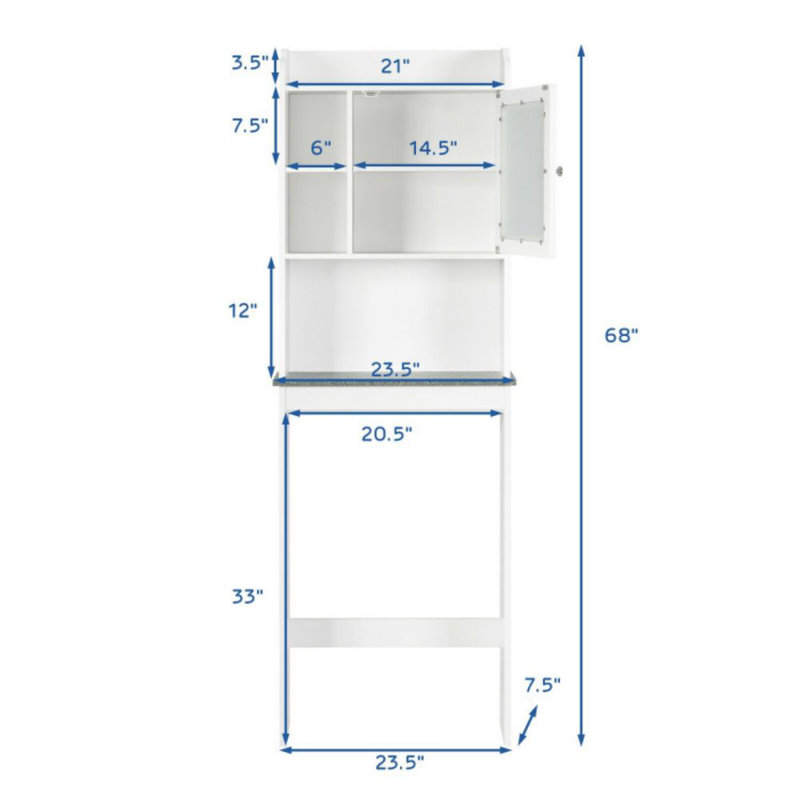 Rangement au-dessus de la toilette l 23,5 po x H 68,5 po x P 7,5 po Norge