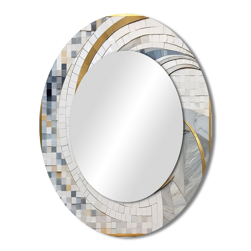 Miroir mural gris et jaune II, 43 po x 33 po
