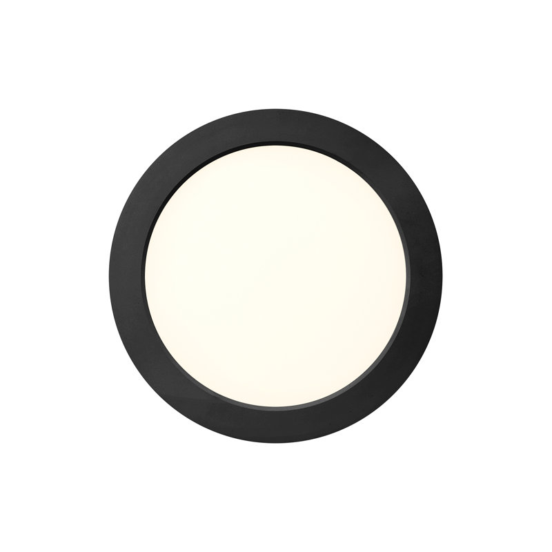 Modern Round Low-Profile Integrated LED Flush Mount, 0.63" H x 7" W x 7" D, Black