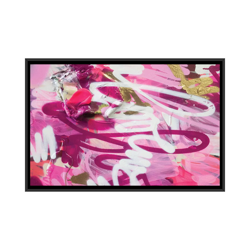« love iv » sur toile, H 18 po x l 26 po x P 1,5 po, Toile avec cadre noir, Pas de tapis