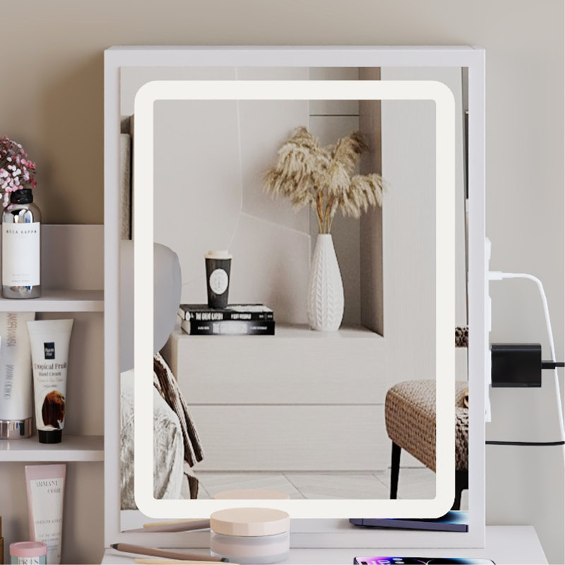 Miroir à DEL 16 po x 21 po coulissant à commande tactile de petite taille, à changement de couleur, réglable en luminosité