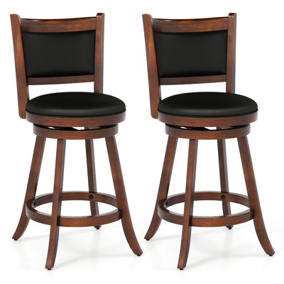 Carney Swivel Upholstered Counter Stool with Solid Wood Frame