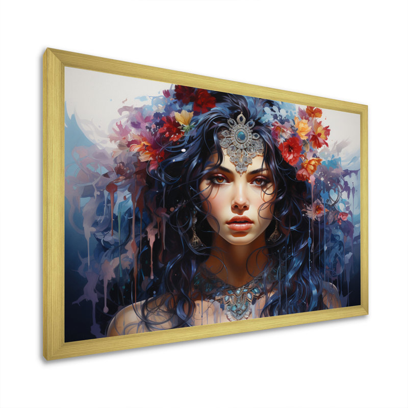 Hindouisme Art Shaktis Divine I - impressions murales spirituelles, H 30 po x l 40 po x P 1,5 po, Encadrement doré