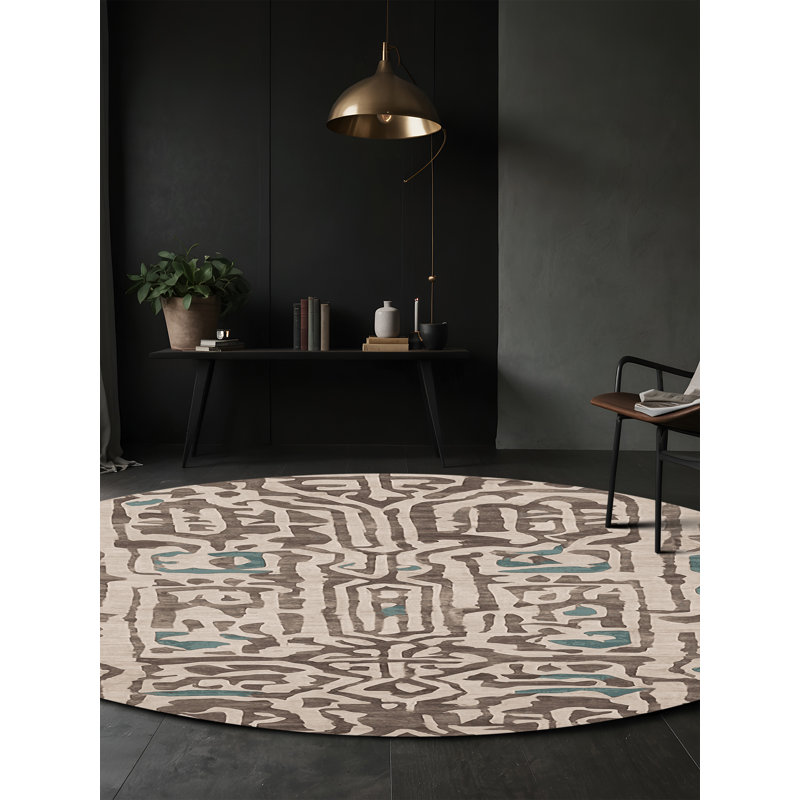 Machine Washable Gray Area Rug, Round 7'