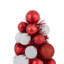 Arbre de Noël 15,75 "à 3 finitions rouge et blanc avec guirlandes