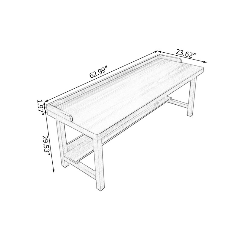 Tan Rectangular Solid Wood desk, 29.6"H x 63" W x 23.7" D
