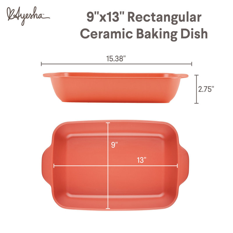 Ayesha Curry Rectangular Ceramic Baking Dish, 9-Inch x 13-Inch, Red