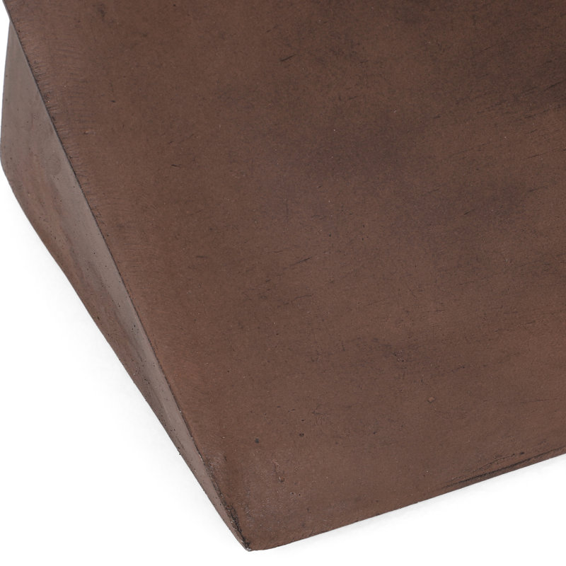 Lightweight Concrete Table With Twisted Cube Feature, Stands Apart Chic Brown Side For A Stylish Look