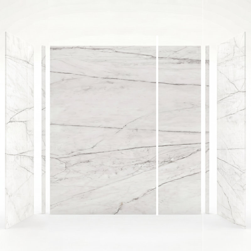 Titan Aluminum Composite 64" W x 48" D x 96" H 3-Piece Trimmable Shower Wall Panel Kit, Summit Ultra Honed