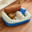 Canapé-lit Cabana pour chien et chat avec traversin enveloppant de 7,8 po, bleu océan