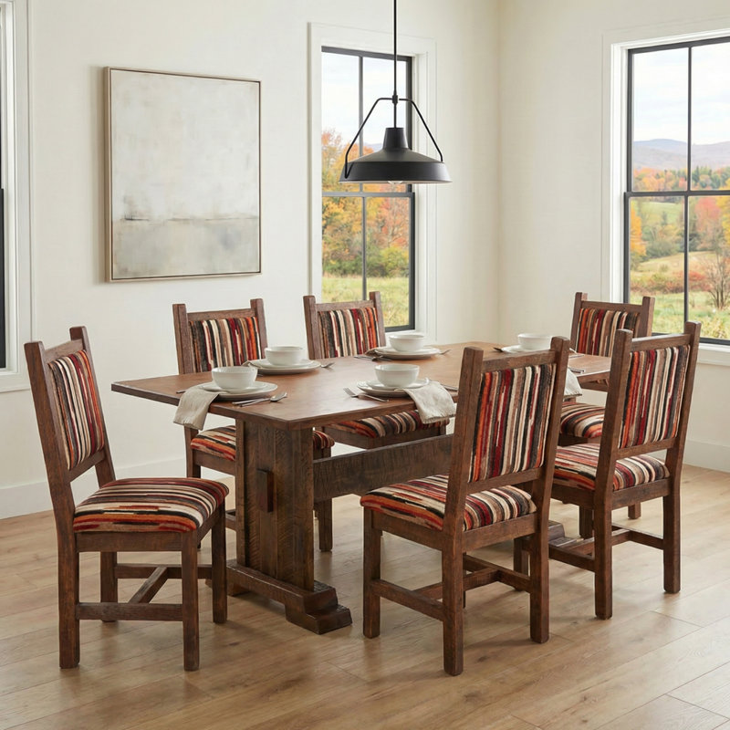 Fireside Lodge Barnwood Harvest Rectangle Dining Table - 6-foot - Antique Oak Top, 30" H x 72" L x 42" W, Antique Oak
