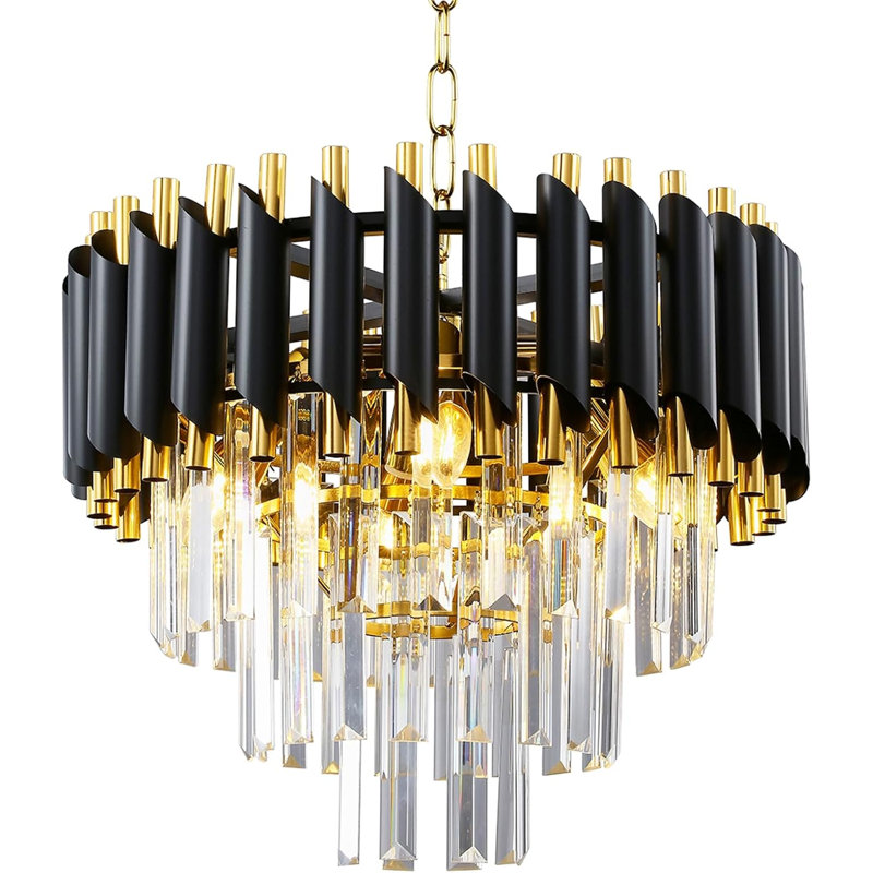 Modern Crystal Chandelier Black And Gold Chandelier 3-tier