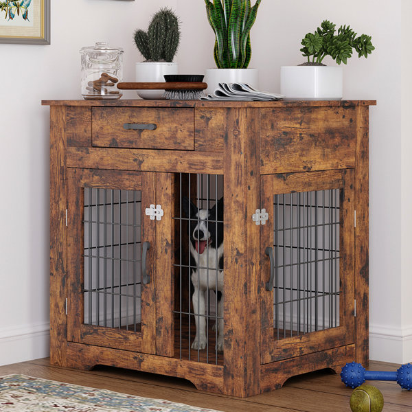 Tucker Murphy Pet™ Furniture Style Dog Crate End Table, Wooden Dog Kennel  With Double Doors, Dog House For Small Medium Dog Indoor Use, 0666 &  Reviews