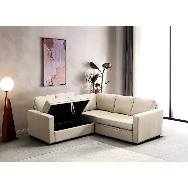 Lit modulaire beige - parfait pour les petits espaces de vie Coussins confortables à 5 places avec dossier renforcé et bois 10 min