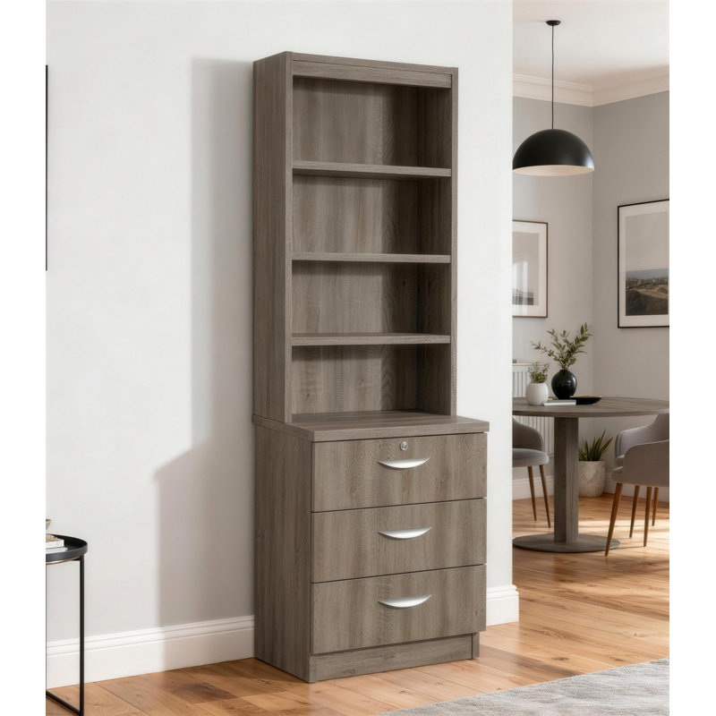 Brenai 3 -Drawer 3 -Shelf Cabinet Office Storage Cabinet, Grey Nebraska