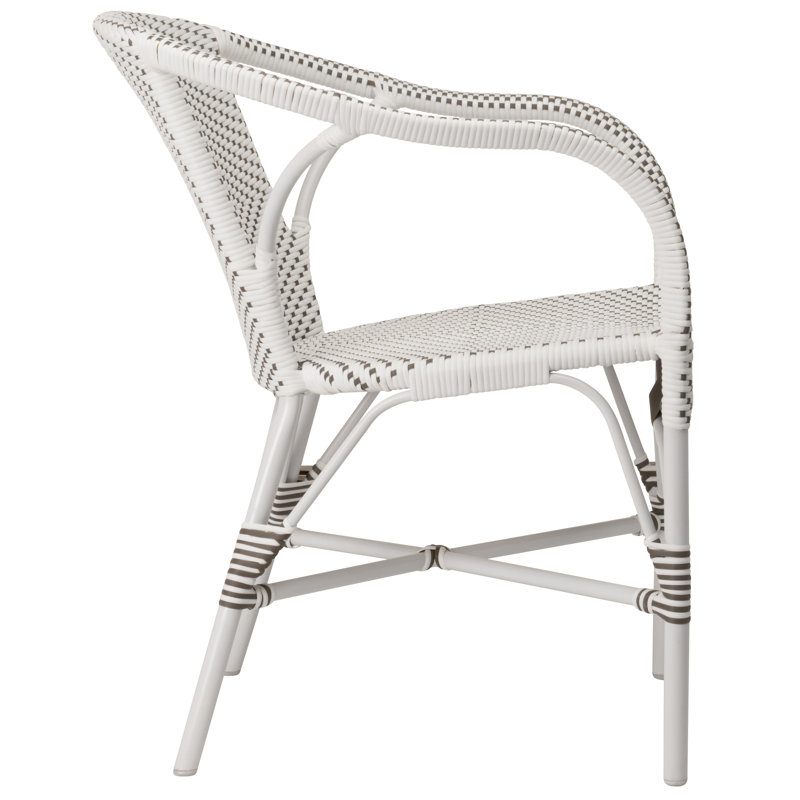 Chaise de salle à manger d'extérieur Madeleine, Blanc à pois cappuccino