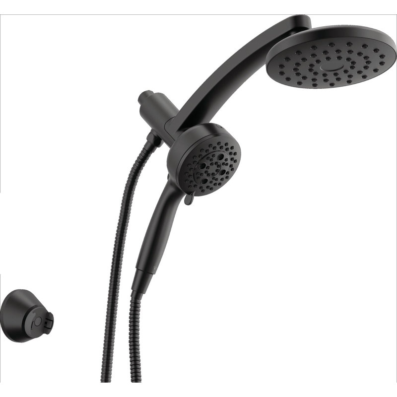7-Setting PivotPro 3-in-1 Combination Shower Head with ProClean High Pressure Spray 2.5 GPM Matte Black, Matte Black