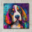  «Woof Basset Hound» par Rich Monet, art mural en verre acrylique, 12 po x 12 po