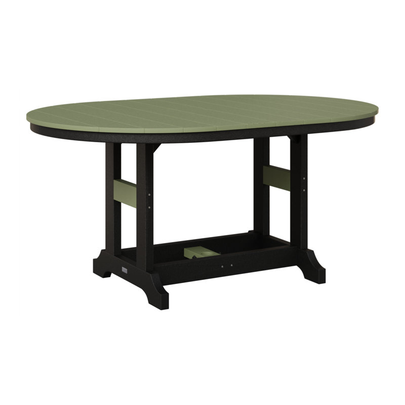 Garden Classic Outdoor Oval Bar Table, Black, Sage, 39.5" H x 44" W x 64" D