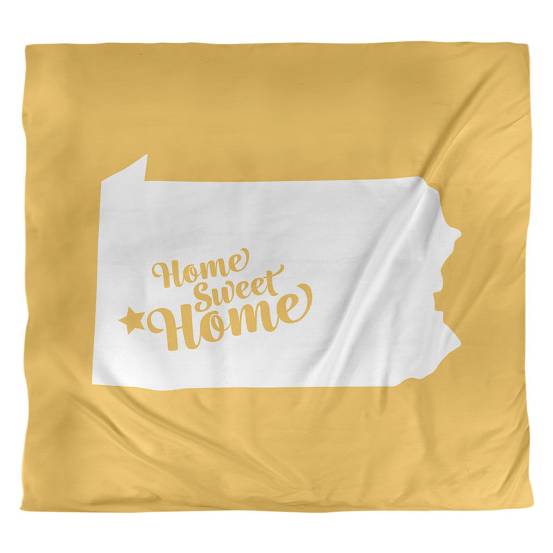 Housse de couette réversible simple Home Sweet Pittsburgh, Housse de couette pour grand lit, Jaune, Microfibre