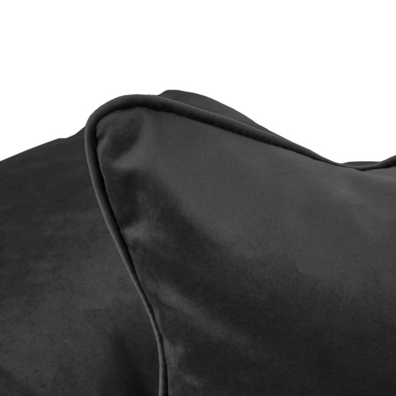 Rectangle Lumbar Microfiber Pillow with Piping, 2-pack, Onyx, Rectangular 16"H x 24"W