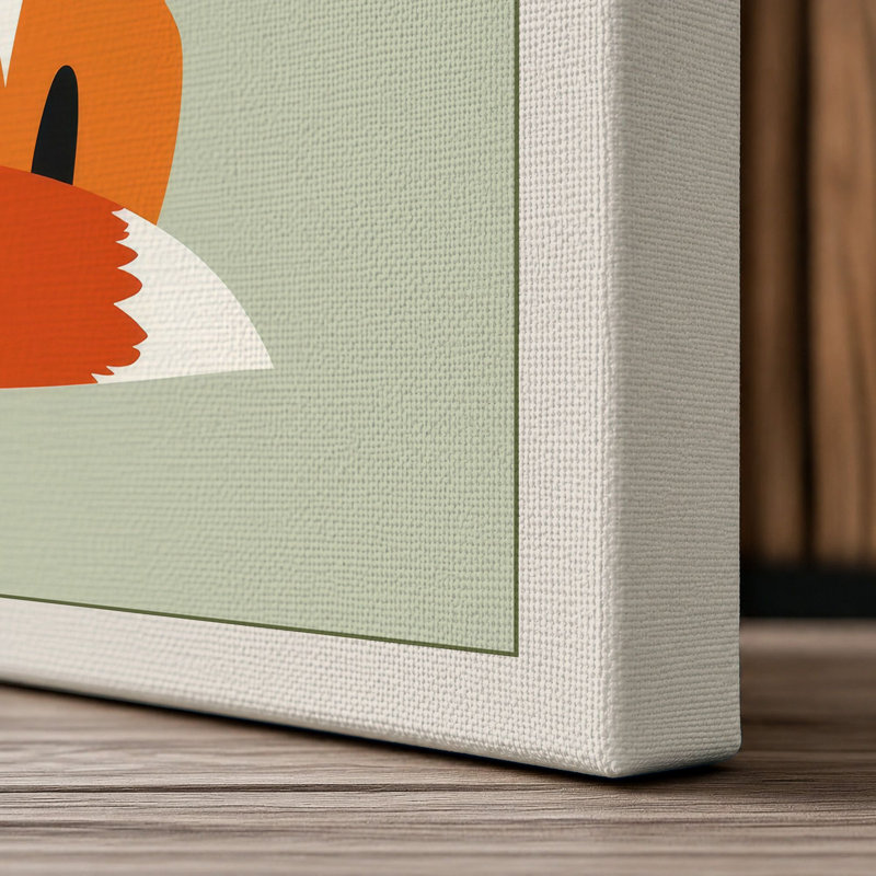 Minimalist Fox Modern - Wrapped Canvas, 18x12 - 45.7 x 30.5 cm, Cream Border