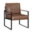 Chaise de bureau moderne, siège en similicuir brun, coussins de salon à structure en métal,-1936342302