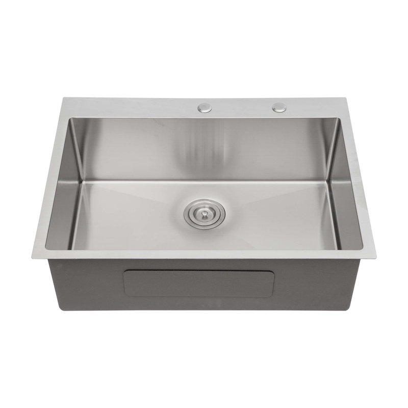 33x22x10"Drop-in Single Bowl Stainless Steel Kitchen Sink, Brushed Nickel