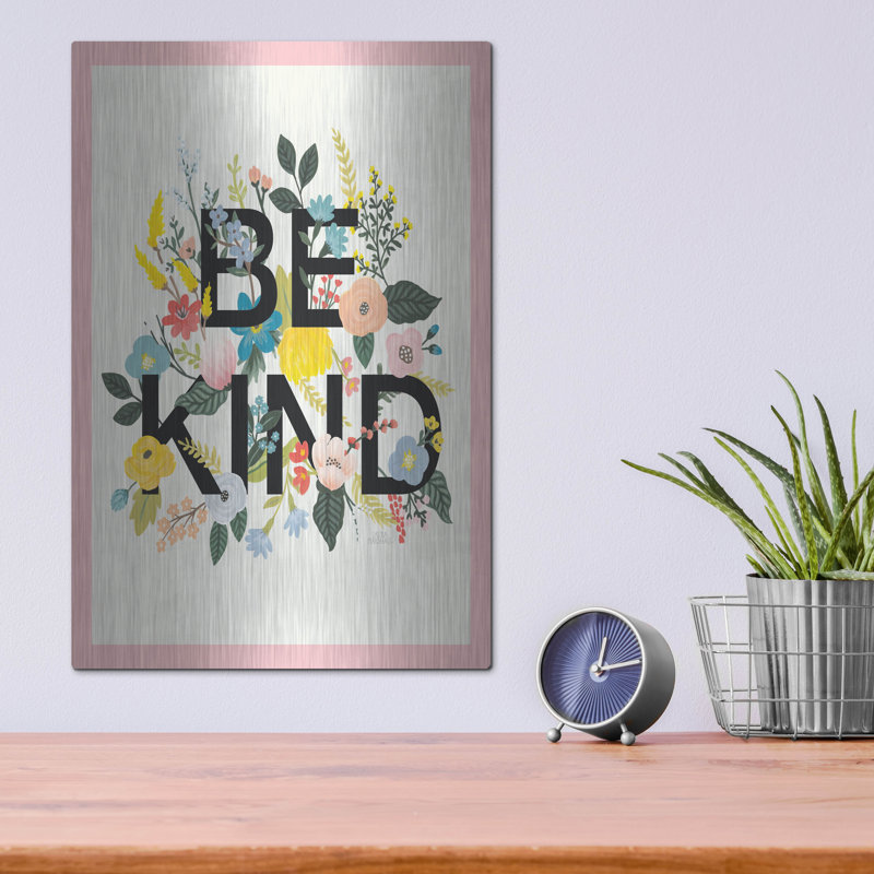 «Wild Garden 1 Be Kind Cp» par Laura Marshall, art mural en métal, H 16 po x l 12 po