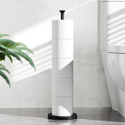 Toilet Paper Holder Stand With Reserve Storage, Free-standing Stainless Steel Toilet Roll Holder, Modern Bathroom Organizer