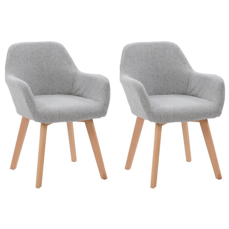 Daquaries 19'' H Upholstered Beech Armchair, Light Gray