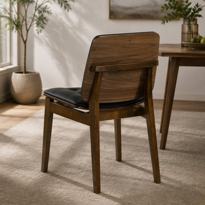 Natural Walnut and Black 5-Piece Rectangular Dining Set