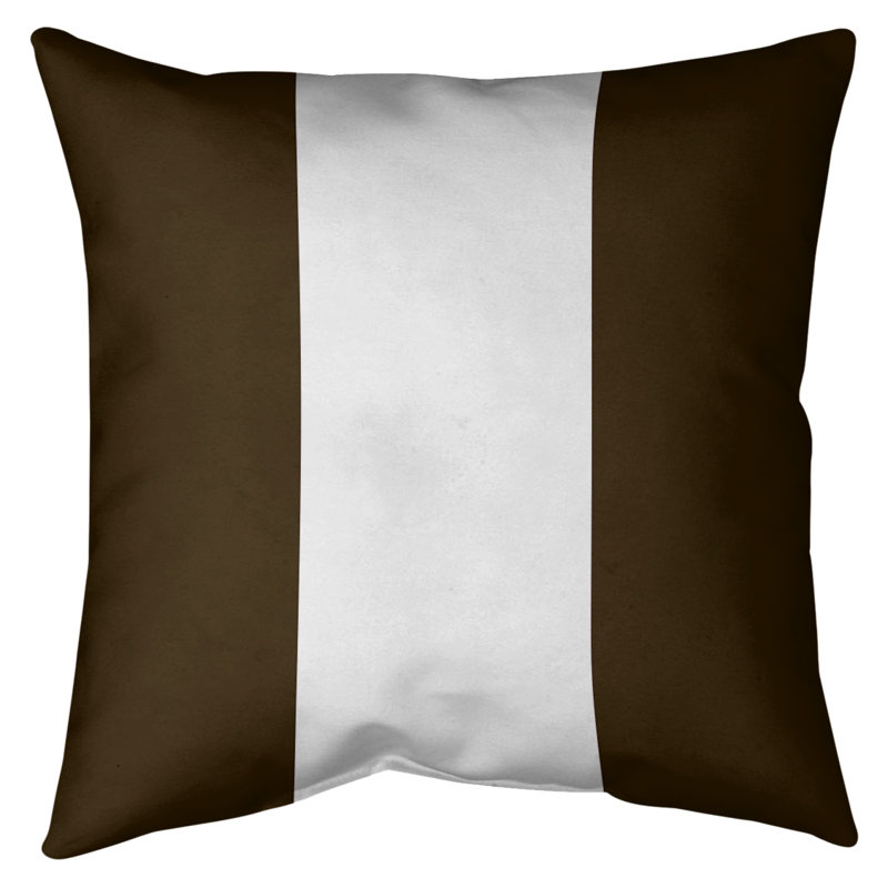 Coussin décoratif d'intérieur/d'extérieur, 18 po x 18 po, Brun / Blanc