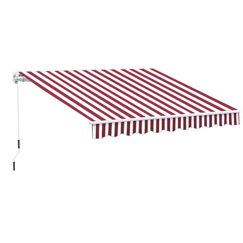 Retractable Awning, Patio Awnings, Striped, 98.5" W x 78.75" D, Red