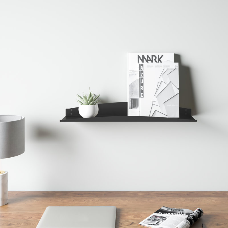 Ronella Metal Floating Wall Display Shelf, 2.5" H x 24" W x 6" D, Black