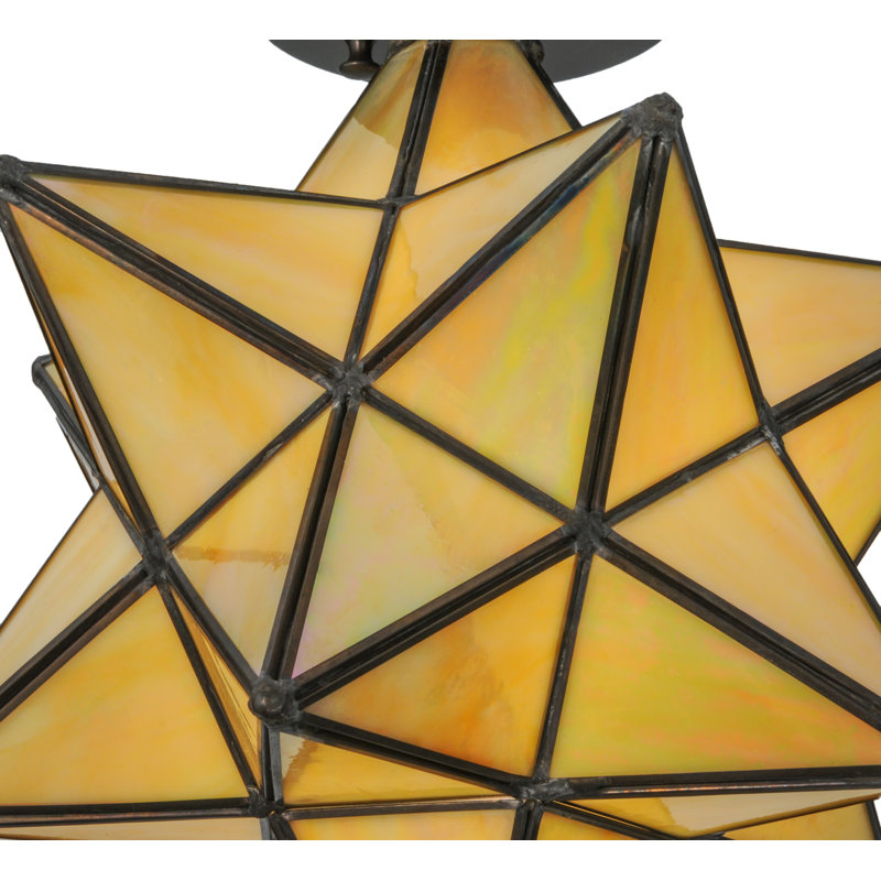 Backes Glass Semi Flush Mount, Beige Iridescent