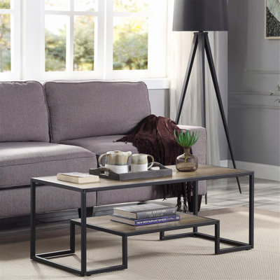 Rectangular Coffee Table with Single Tier Shelf, Blending Rustic Charm and Industrial Minimalism for Contemporary Living Spaces
