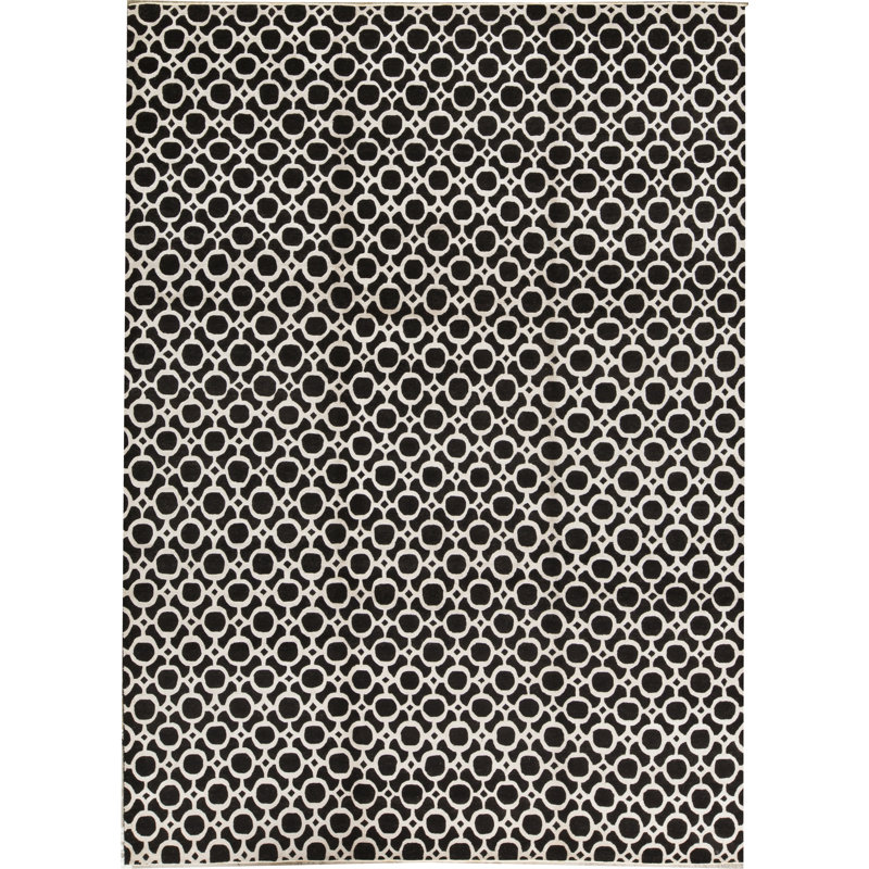 Windsom Geometric Area Rug in Black/White, Rectangle 8' x 10'
