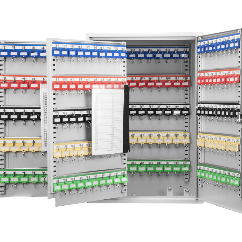 300 Key Adjustable Cabinet With Lock - Robust Steel Wall Mount Box Colorful Tags For Efficient Organization Gray Various Shoppers Mounted Made Convenient Storage Different Clients