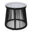Black Iron Side Table With Tempered Glass And Alluring Rope Weave, 15.5"X15.5"X16.5", Outdoor Use Weave Top, Frame