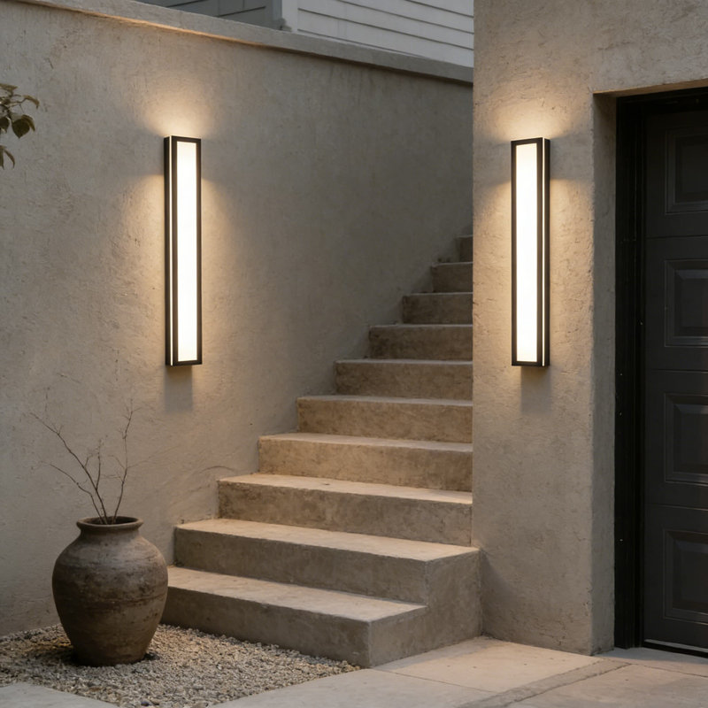 Paquet de 2 appliques murales linéaires d'extérieur à DEL, éclairage extérieur moderne à intensité variable de 24 pouces avec 5 températures de couleur réglables, étanche IP65 pour le garage, le patio, le porche et le balcon