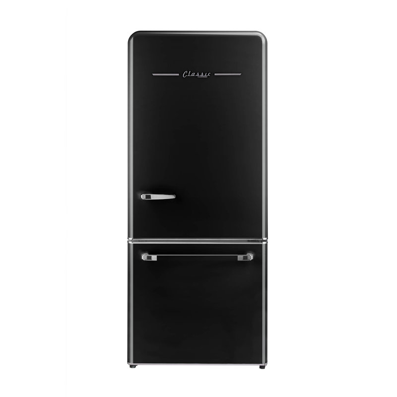 Réfrigérateur à congélateur inférieur sans givre 17,7 pi³ Classic Energy de 30 po Classic Retro, Nuit noire