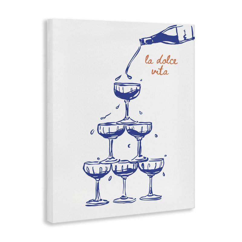 «Versing Champagne Tower», art mural par lettré et doublé, H 20 po x l 16 po